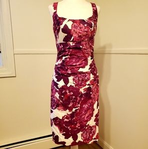 Suzi Chin floral sleeveless ruched midi dress